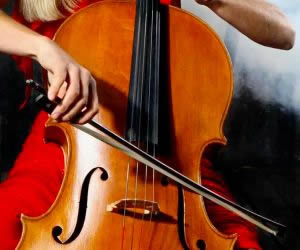 Closeup of a cellist